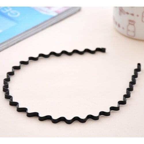 1PC Black Wavy headband With Sports Headband Ladies Mens Metal Plastic Headwear Comfortable Non-slip Simple Hair Accessories