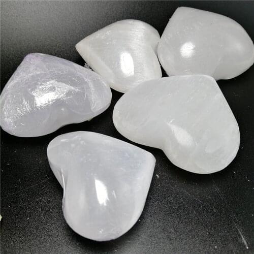 1 pc natural selenite stone polished beautiful crystal love heart shape chakra crystal healing decoration gift