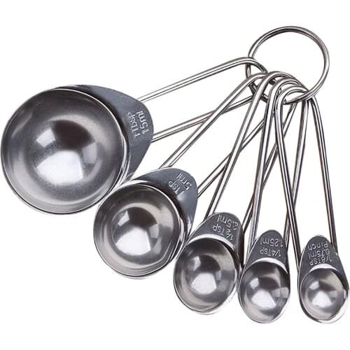 5pcs Stainless Steel Measuring Spoon Kitchen Measuring Cup Scoop For Baking Tea Coffee Kitchen Accessories Measuring Tool Set