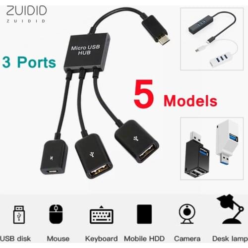 5 Types 3-Port Hub USB2.0/3.0 Type C Docking Station OTG Power Charging High Speed Adapter Computer Accessories