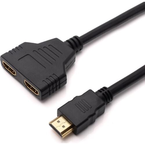 50pcs 1080P 2 Port HDMI Splitter 1 in 2 Out HDMI Male to HDMI Female Adapter Converter Video Cable HDMI Switch for PC Display