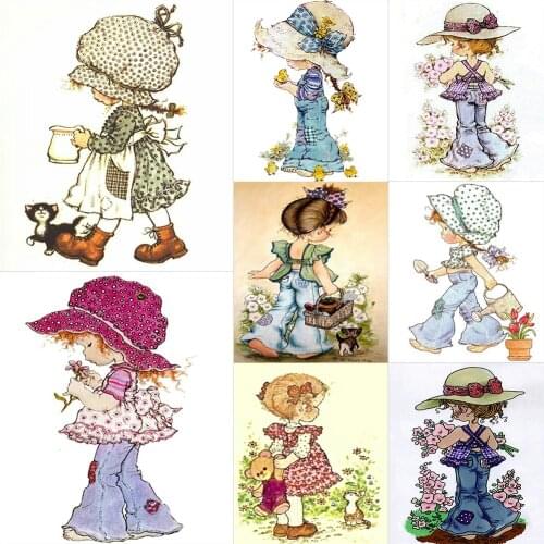 5D DIY Little Girl Diamond Painting Kit Full Drill Round Rhinestone Mosaic Art Picture Set Handicraft Home Decoration Gift 2021