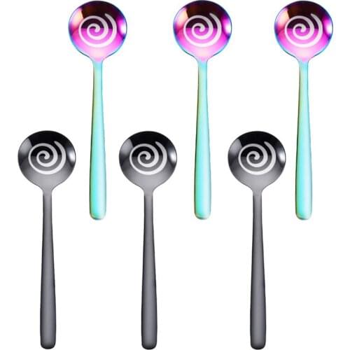 6Pcs/set 304 Stainless Steel Coffee Spoon Set Deluxe Dumb Black Thickened Stirring Dessert Spoons Home Tea Spoon Bar Tool