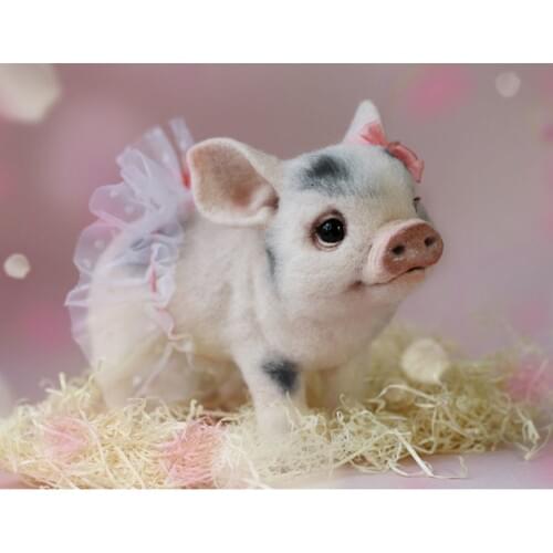 DIY 5D Diamond Painting Pig Full Round Drill Diamond Embroidery Cross Stitch Kits Animal Mosaic Patterns Rhinestone Home Decor