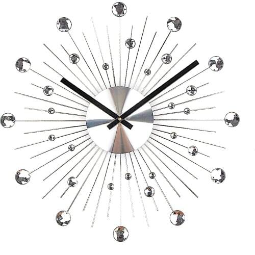Big Nordic Modern Crystal Diamond Luminous Wall Clocks Large Metal Home Decoration Wall Clock Antique Art 3D Vintage Clock Wall