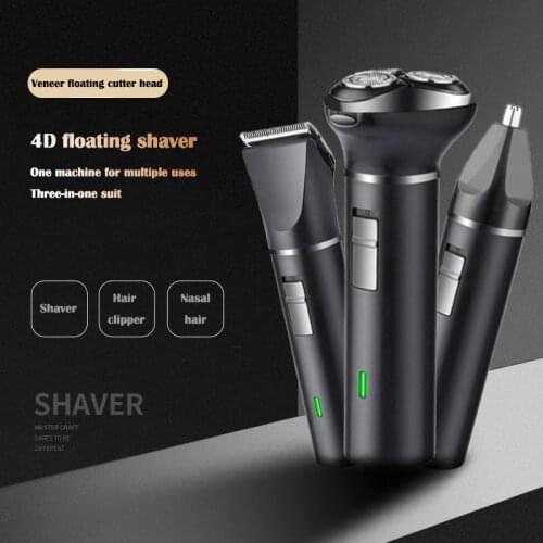 Razor Three-in-One Shaver Multifunctional Washing 4D Hair Clipper Nose Hair Trimmer Electric Razor