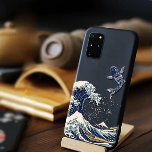 For Huawei P40 Lite Case Cover P40 Pro Phone Cases Coque Luxury Emboss Sea Wave Soft Silicone TPU Couple Black Back Covers Capa