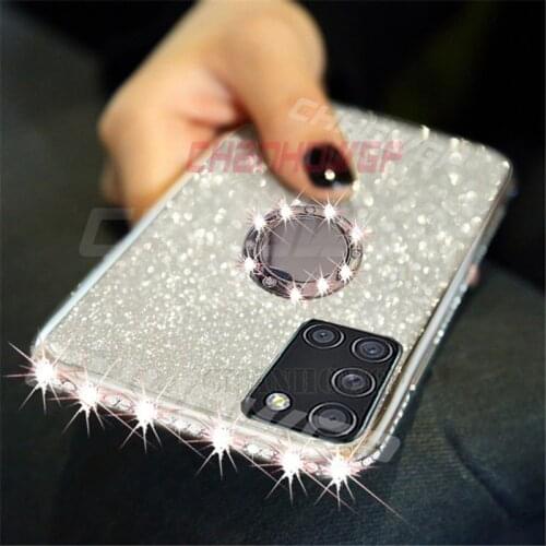 Luxury Bling Diamond Case For Samsung A51 A71 Glitter Ring Soft Cases For Samsung Galaxy A21S A31 A01 A11 A41 A51 A71 2020 Cover