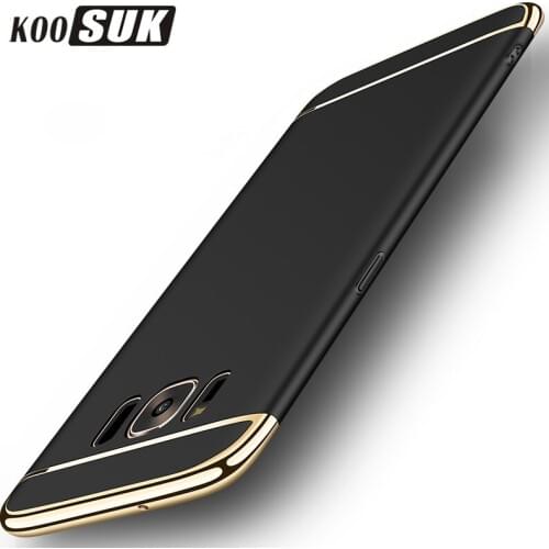 KOOSUK Phone Case For Samsung S8 Back Cover 3 in 1 Gold Plated Frame Protective Case For Samsung Galaxy S8 Plus Hard Shell Coque