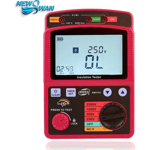 Digital Resistance Tester Energy-saving 12V 1.4mA Voltage Overload Insulation Resistance Tester GM3125