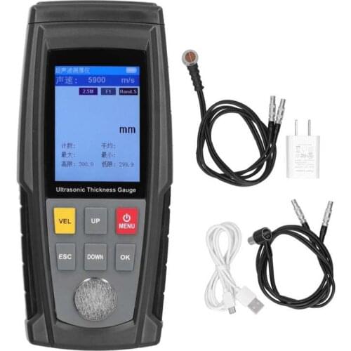 WT130A Digital Ultrasonic Thickness Gauge Meter with Box for Metal Glass Digital Width Measuring Instrument US AC100-240V