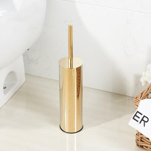 Luxury Gold Toilet Brush Holder Set Durable Bath Brush Head Cleaning Brush Replacement Bathroom Brush Holder Stainless Steel