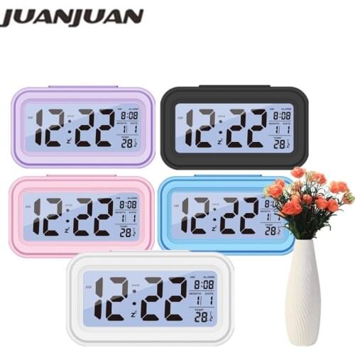 3 In 1 Electronic Alarm Clock LCD Digital Clocks Backlight Temp & Calendar Snooze Clock For Student Bedroom Decoration 40% OFF