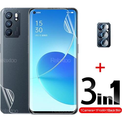 3 in 1 Hydrogel Protector Film For Oppo Reno6 5G Reno 6 Transparent Phone Protective Clear Screen Full Cover Film Camera Glass