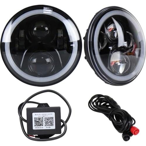 Goodmolds Fit for 7 Inch Jeep Wrangler RGB Halo LED Headlights Assemblies Cree with Multi Color Angle Eye APP Bluetooth Remote