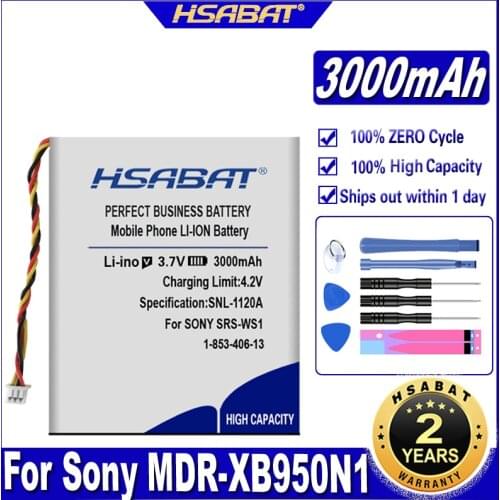 HSABAT 1-853-406-13 3000mAh Battery for Sony MDR-XB950N1 SRS-WS1 WH-CH700N Acumulator Batteries