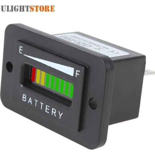 12 / 24V 36V 48V Three-color 10-Bar LED Battery Indicator Meter Charge Indicator Auto Battery Capacity Tester
