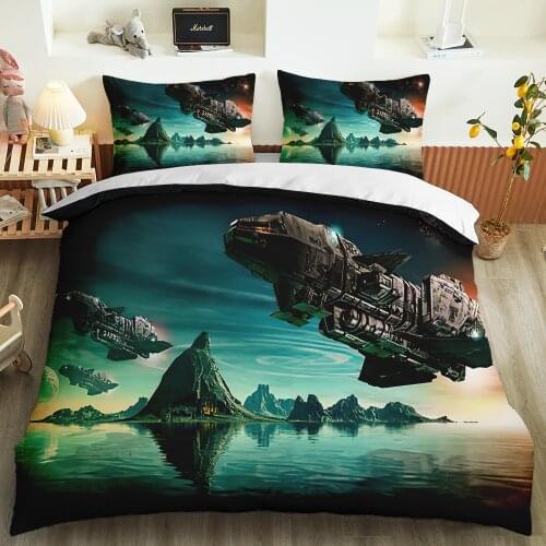 Custom Outer Space Bed Set 3D Print Galaxy Starry Sky Bedding Set Queen King Single Bedroom Decor Pillowcase Soft Duvet Cover