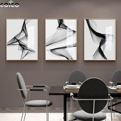 Canvas Painting Black White Abstract line Drawing Wall Art Print Aesthetic Poster Nordic Modern Scandinavian Home Decor Picture