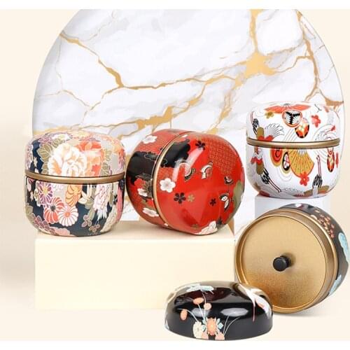Creative Metal Pattern Tea Cans Portable Small Sealed Cans Home Painted Candy Jewelry Boxes Food Storage Containers Home Decor
