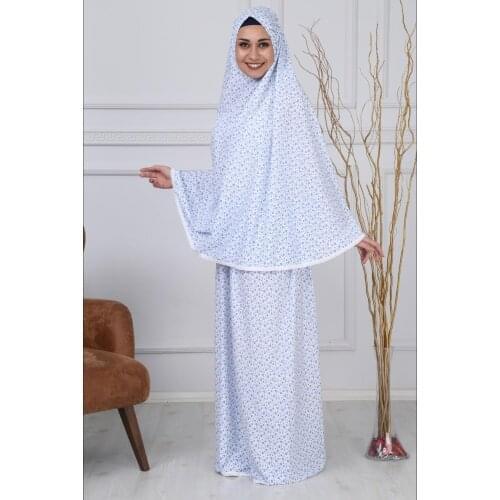 Muslim Full Cover Prayer Abaya Dress Islamic Traditional Cotton Turkey Female Thin Two 2 Piece Set Ramadan Random Color