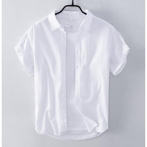 100% Cotton Mens Solid Color Casual Shirt High-quality Business Casual Trendy Fashion All-match Shirt Male Summer New Brand Top