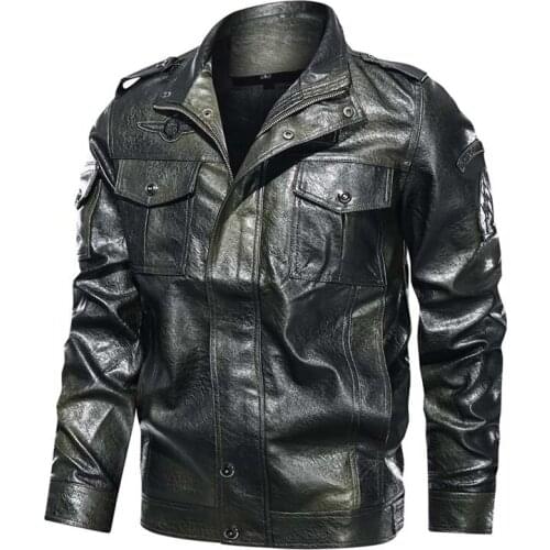 Mcikkny Men Winter Pu Leather Jackets Autumn Winter Motorcycle Leather Outwear Coats For Male Clothing Size M-5XL Washed