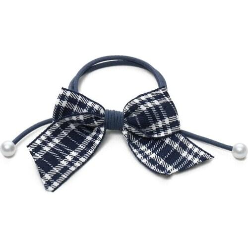 Korean Style Autumn& Winter New Arrival Hot Selling Plaid Fabric Hair Band Plaid Bowknot Butterfly Hair Rope Hair Rings Girls