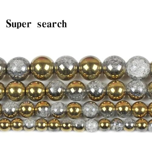 One Side Plated Gold White Snow Cracked Crystal Natural Stone Loose Beads For Jewelry Making Diy Bracelet earring necklace