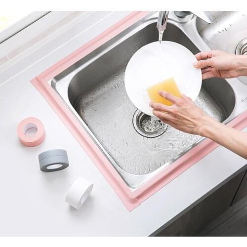 Tape Caulk Strip PVC Self Adhesive Caulking Sealing Tape Kitchen Sink Toilet Bathroom Shower Equipment Bathtub Pink Gray Clear