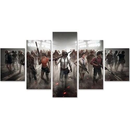 PUBGs Game Poster Modular Pictures Wall Art HD Prints 5 Pieces Canvas Painting For Living Room Home Decoration