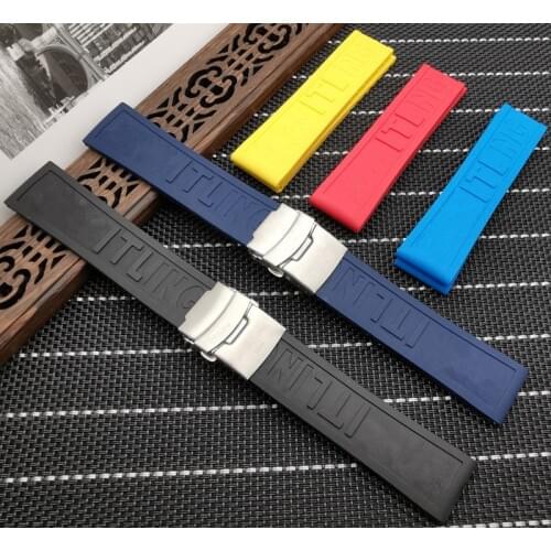 Silicone Rubber Watch band 22mm 24mm Black Yellow Red Blue Watchband Bracelet For navitimer/avenger/Breitling strap toos