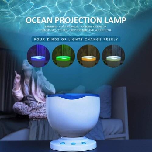 LED Ocean Wave Projection Lamp Starry Sky Night Light With Music Player for Bedroom Decoration Lamp Christmas Children Gift