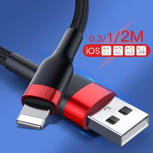 USB Charger Cable for iPhone 12 11 Pro Max Xs X 8 7 6s 2.4A Fast Charging Cable for iPhone Cable USB Data Cable 0.3/1/2M
