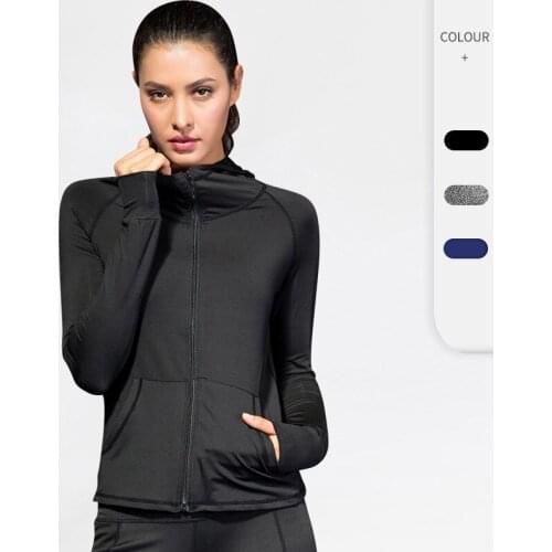 Ladies fall/winter fitness jacket Yoga training running Zipper sports leisure hoodie quick-drying jacket 8002
