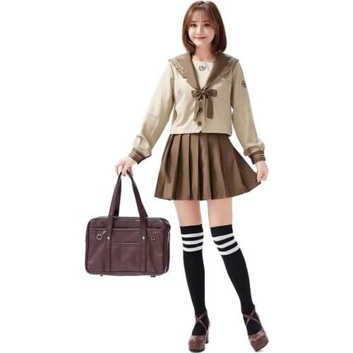 Brown Cute Women Japanese Student Uniform Cosplay Female Halloween School Clothes Costumes Carnival Purim Role Play Party Dress