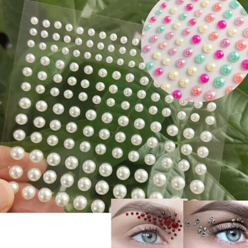 1pc 3D Eyes Body Face Temporary Tattoo DIY Nail Art Decorations Pearl Stickers For Women Party Makeup Mermaid paste Accessory