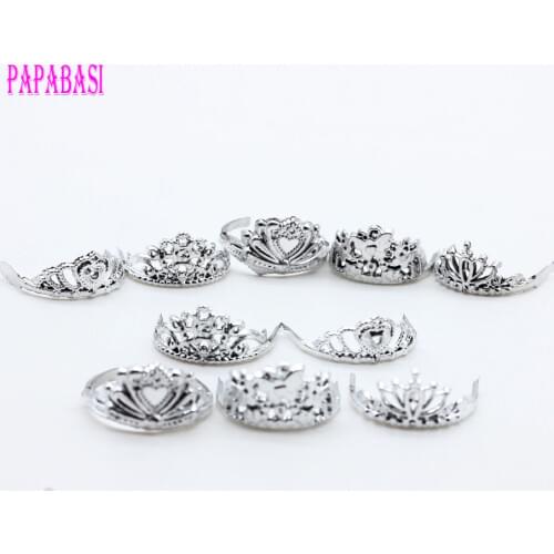 10pcs/set silver plating crown decoration accessory for 1/6 barbies dolls girl gift toy