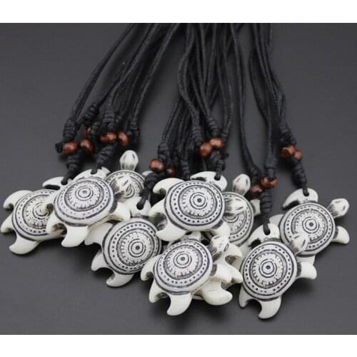 12PCS/LOT Lovely Imitation Bone Cared Tribal Sea Turtles Pendant Lucky Surfing Necklace Gift MN280