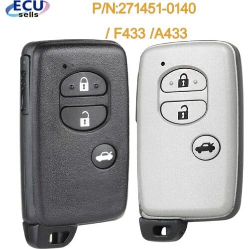 3 Button 433MHz 271451-0140 / F433 / A433 Smart Remote Car Key Fob for Toyota Camry Crown Mark X Majesta