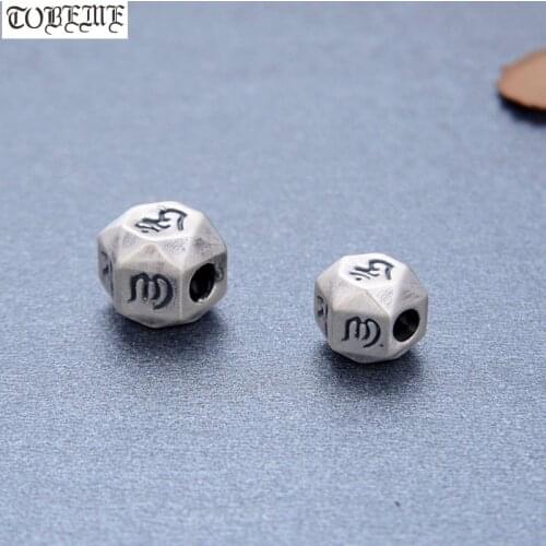3D 100% 999 Silver Tibetan beads tibetan Six Words Proverb beads Buddhist OM Mantra Loose Beads