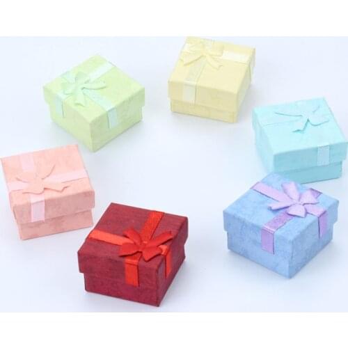 48pcs /lot Favor Bag Wholesale Multi colors Jewelry Box, Ring Box, Earrings Box 4*4*3 Packing Gift Box Free Shipping