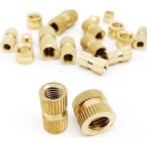 5/10/25pcs M2 M2.5 M3 M4 M5 M6 M8 M10 Solid Brass Pure Copper Metric Thread Injection Molding Knurl Insert Nut Nutsert Embedded