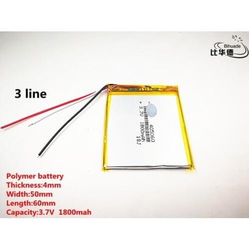 5pcs/lot 3 line Good Qulity 3.7V,1800mAH,405060 Polymer lithium ion / Li-ion battery for TOY,POWER BANK,GPS,mp3,mp4