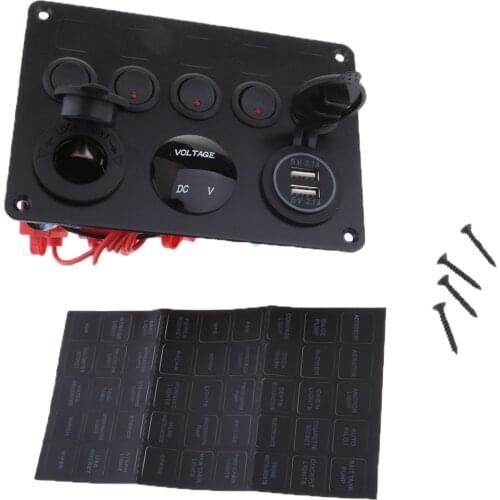 Car Marine 5 Gang Waterproof Red LED Toggle Switch Panel Circuit Breaker