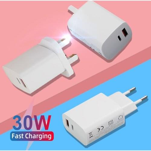 Quick Charge 4.0 3.0 QC PD Charger 30W Smartphone Fast Charging Adapter US UK EU Plug For iPhone 12 Pro Max Xiaomi 11 Huawei P40