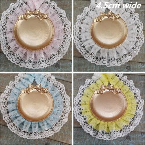 Double-layer Embroidered Pleated Tulle Lace DIY Kids Pet Doll Clothes Bib Decoration Dress Skirt Fluffy Trim Sewing Accessories