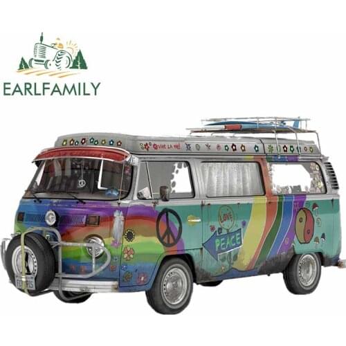 EARLFAMILY 13cm for Flower Power Camper Van Accessories Car Sticker Peace Graffiti Stickers Motorhome Waterproof Decals for SUV