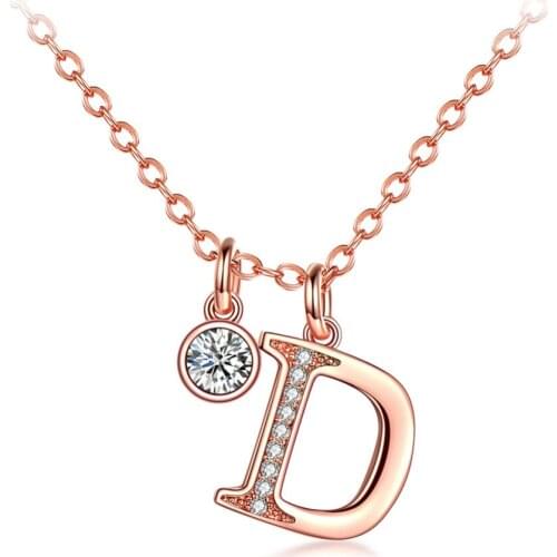 ERLUER Letter Charm Necklace Fashion Wedding Jewelry Rose Gold Silver Color AAA Zircon Necklaces & Pendants For Women Girls Gift
