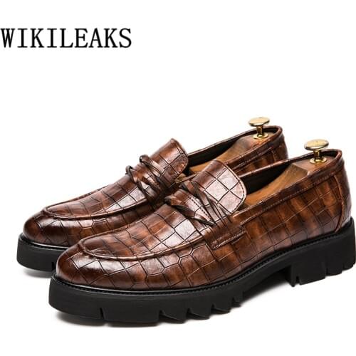 Brown Shoes Men Classic Coiffeur Business Shoes Men Formal Italian Brand Men Classic Shoes Fashion Sepatu Slip On Pria Ayakkabi